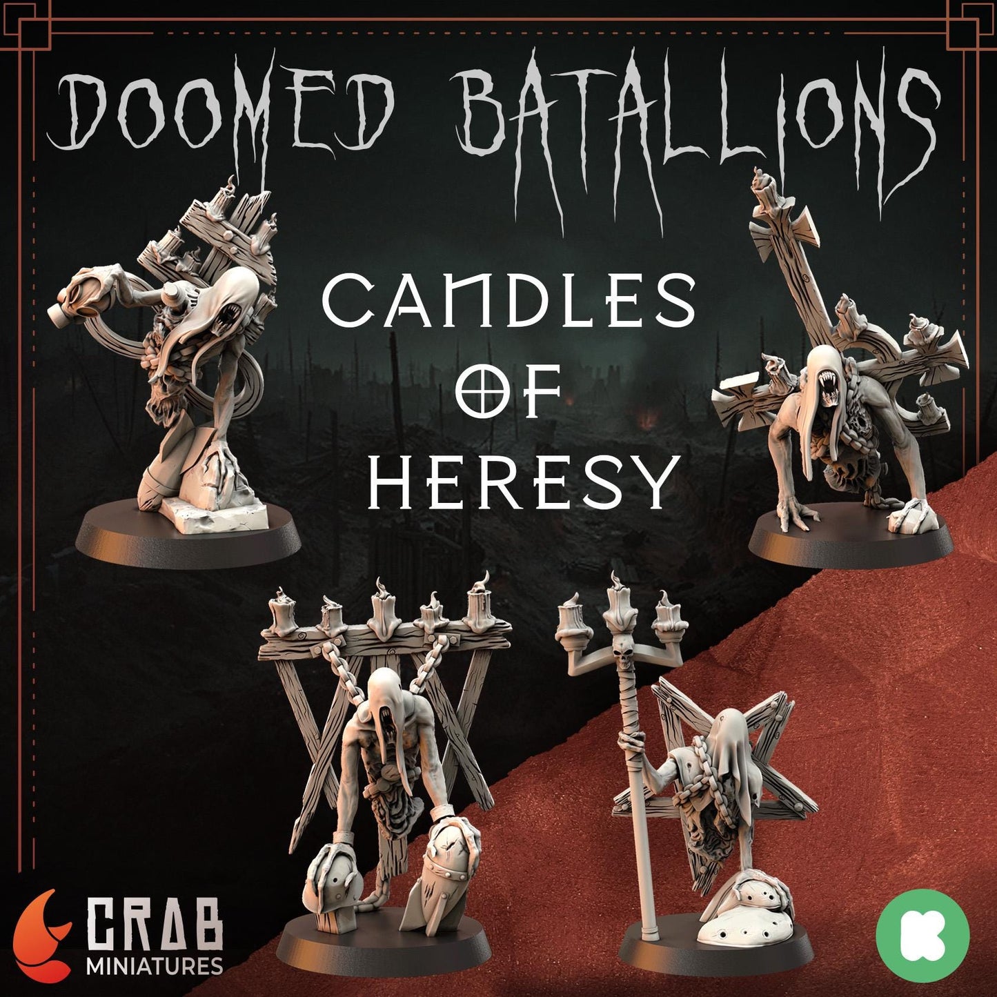 3D Printed miniature: Candle of Heresy - Core set by Crab Miniatures - Trench Crusade compatible - Black Grail