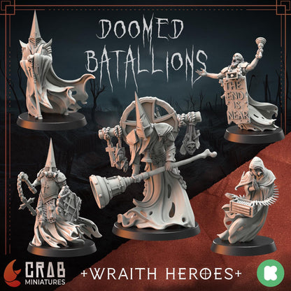 3D Printed miniature: Wraith Pilgrims full bundle by Crab Miniatures - Trench Crusade compatible - Trench ghosts