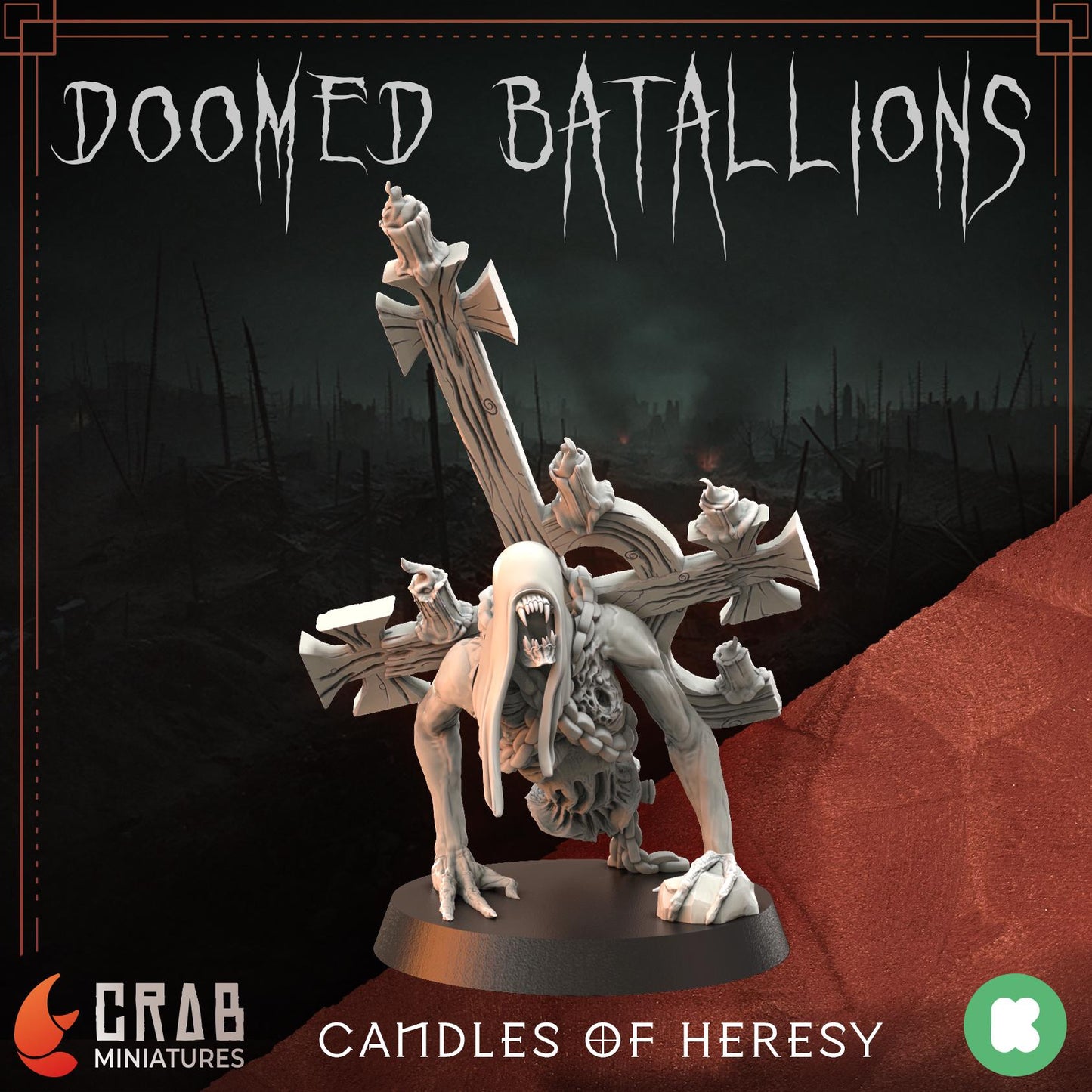 3D Printed miniature: Candle of Heresy - Slaves by Crab Miniatures - Trench Crusade compatible - Black Grail