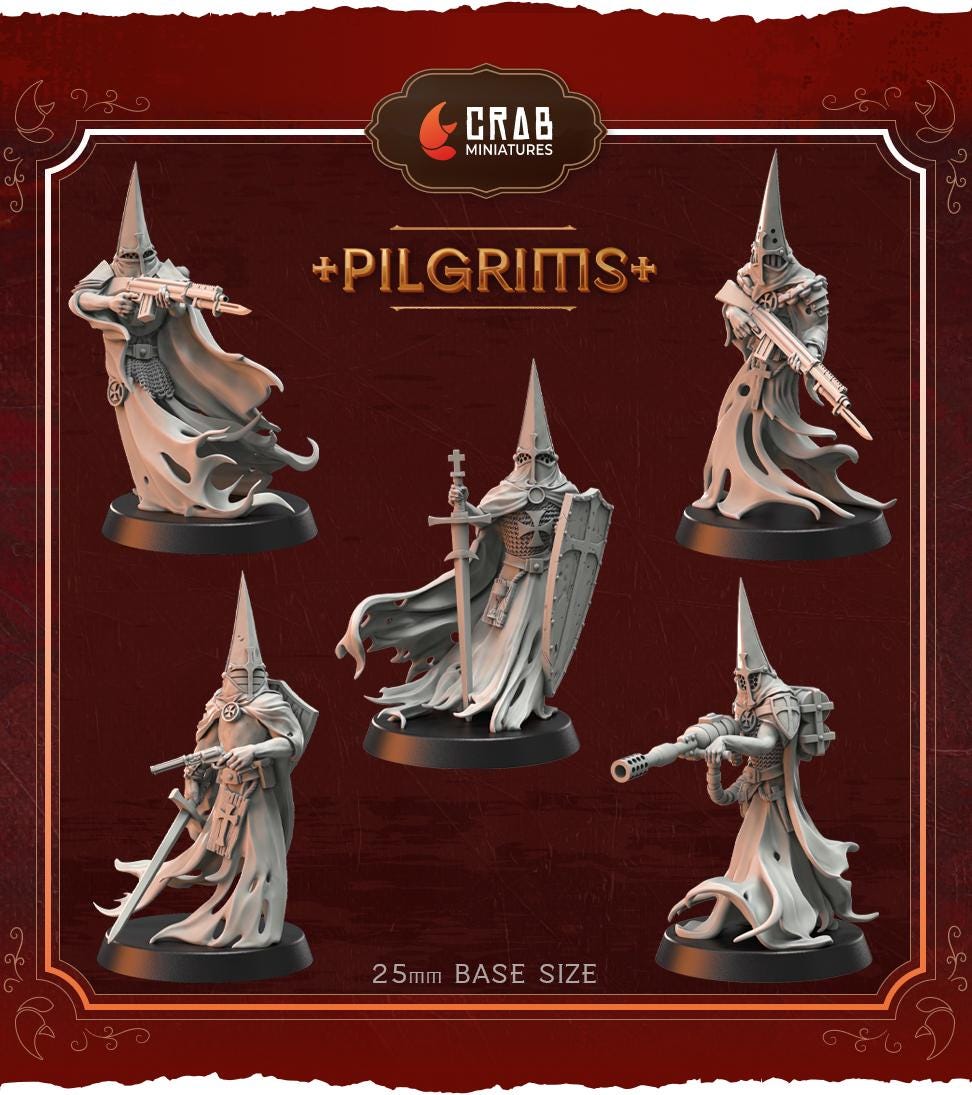 3D Printed miniature: Wraith Pilgrims by Crab Miniatures - Trench Crusade compatible - Trench ghosts