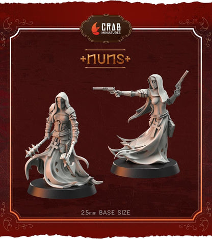 3D Printed miniature: Wraith Pilgrims - Nuns by Crab Miniatures - Trench Crusade compatible - Trench ghosts