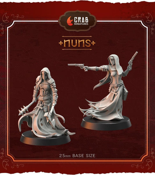3D Printed miniature: Wraith Pilgrims - Nuns by Crab Miniatures - Trench Crusade compatible - Trench ghosts