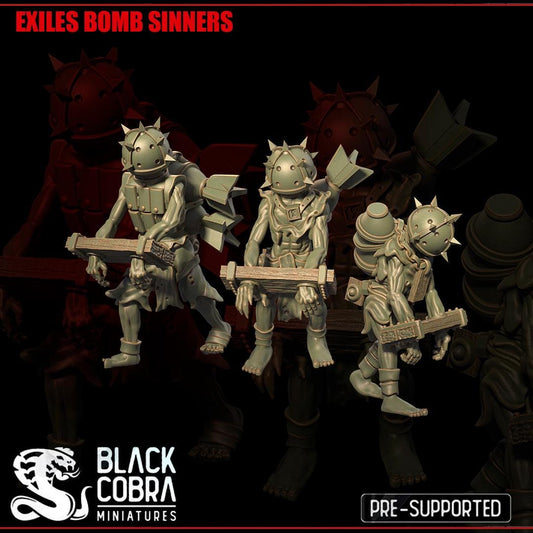 3D printed miniature: Exiles - Bomb Sinners by BlackCobra Miniatures - Trench Crusade compatible