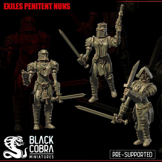 3D printed miniature: Exiles - Penitent Nuns by BlackCobra Miniatures - Trench Crusade compatible