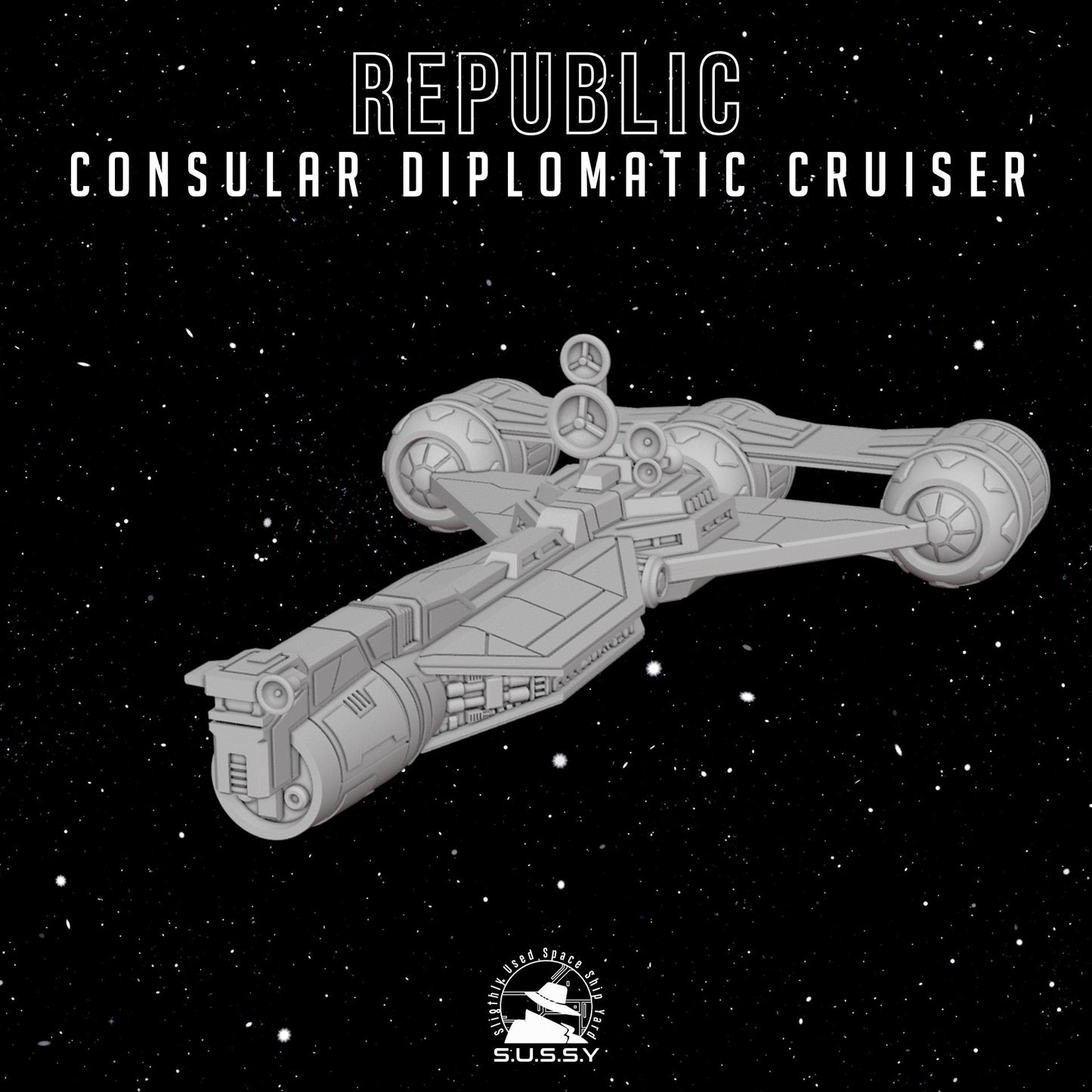 Consular-class Charger C70 Cruiser - 3D printed SW Armada proxy