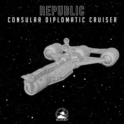 Consular-class Charger C70 Cruiser - 3D printed SW Armada proxy