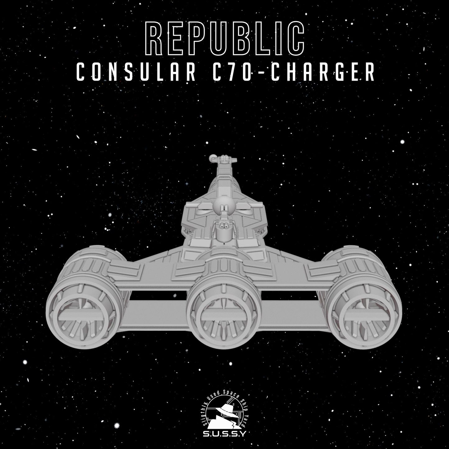 Consular-class Charger C70 Cruiser - 3D printed SW Armada proxy