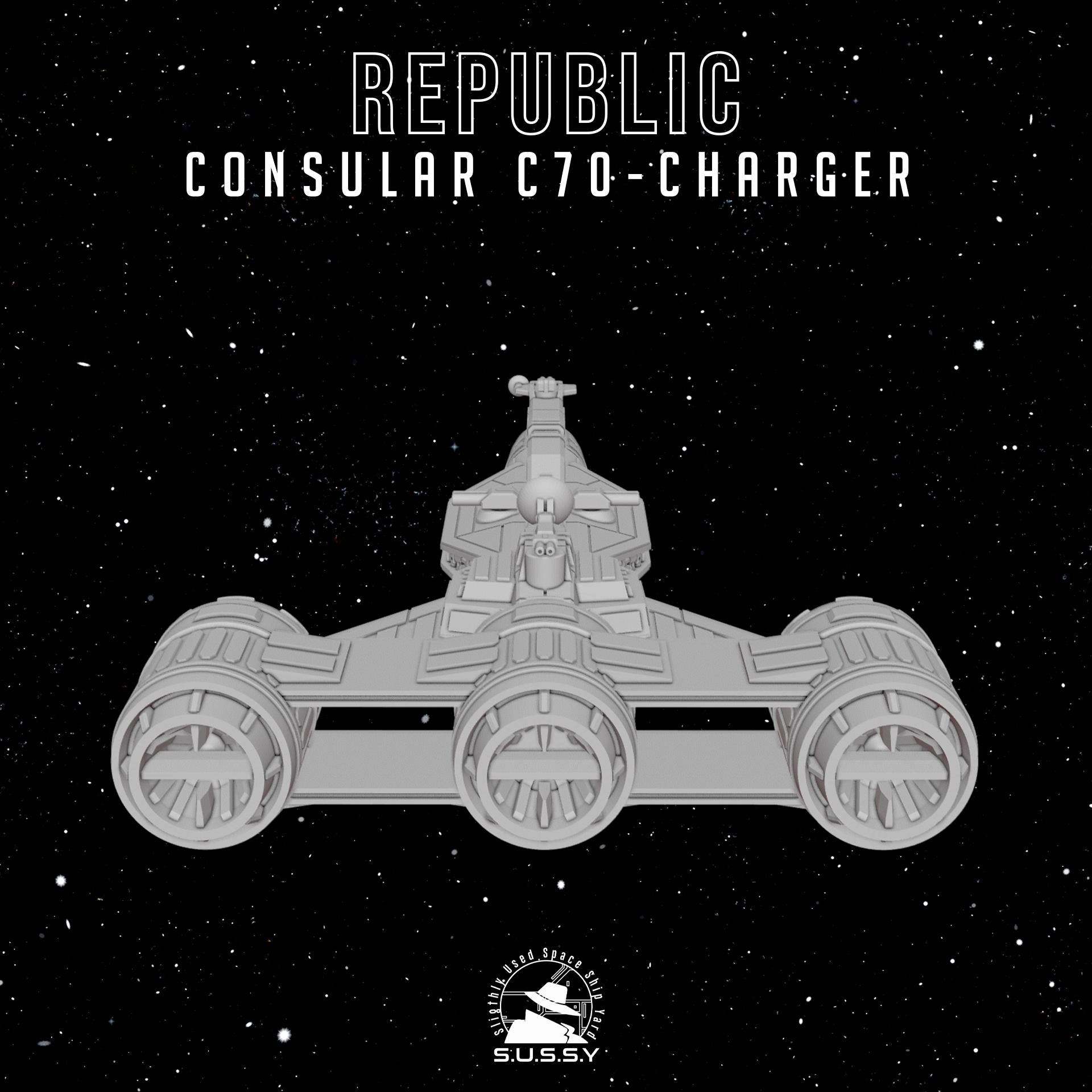 Consular-class Charger C70 Cruiser - 3D printed SW Armada proxy