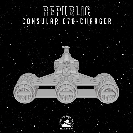 Consular-class Charger C70 Cruiser - 3D printed SW Armada proxy