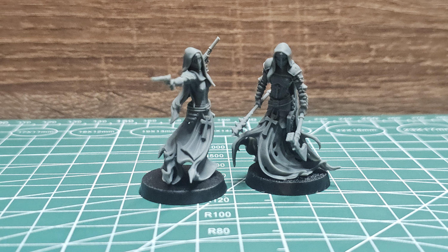 3D Printed miniature: Wraith Pilgrims - Nuns by Crab Miniatures - Trench Crusade compatible - Trench ghosts