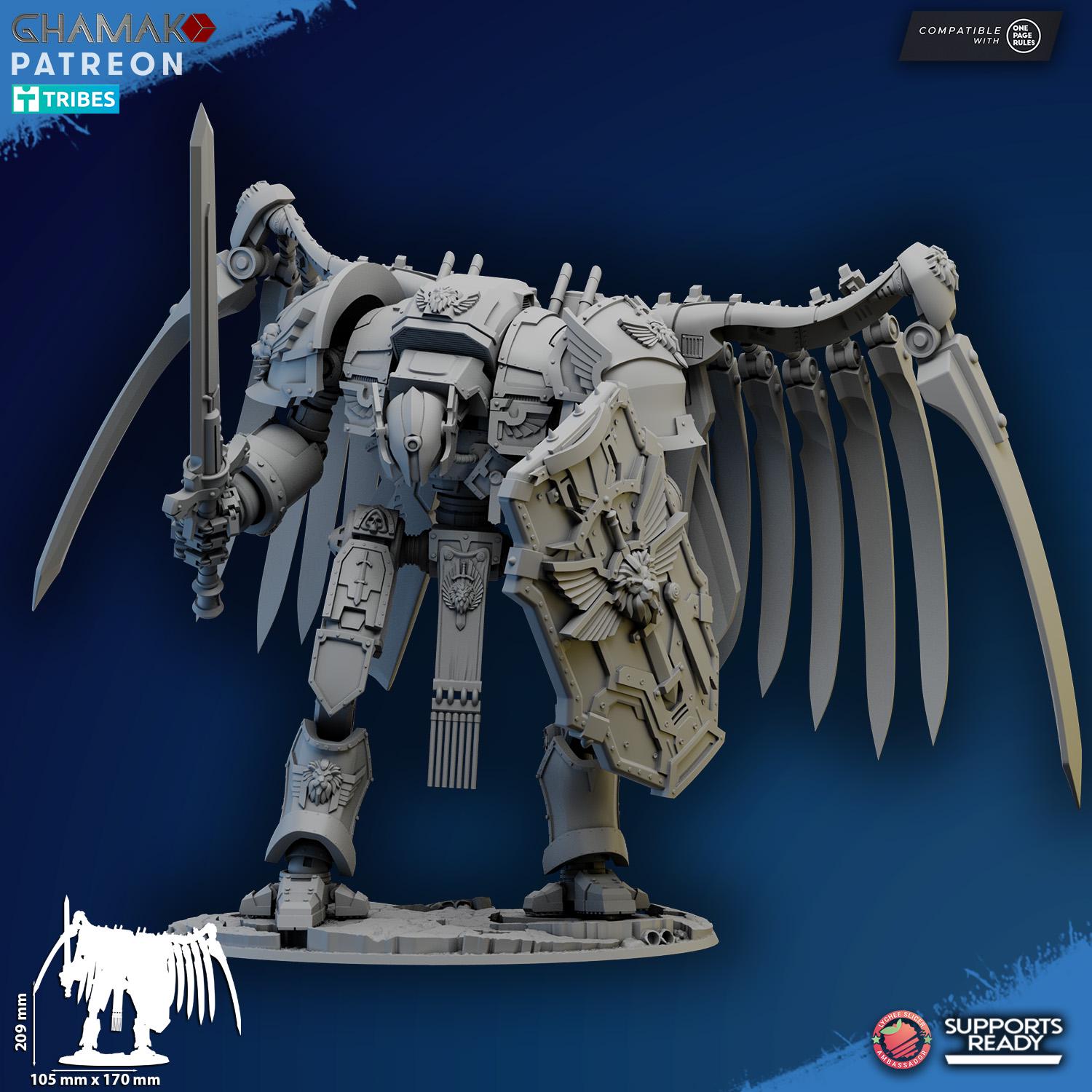 Angelic Titan | Ghamak | Wargaming | 3D printed miniature | OPR compatible