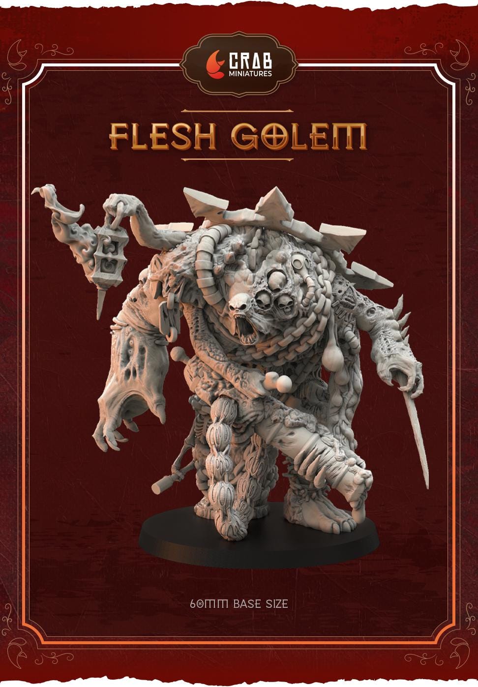 3D Printed miniature: Candle of Heresy - Flesh Golem by Crab Miniatures - Trench Crusade compatible - Black Grail