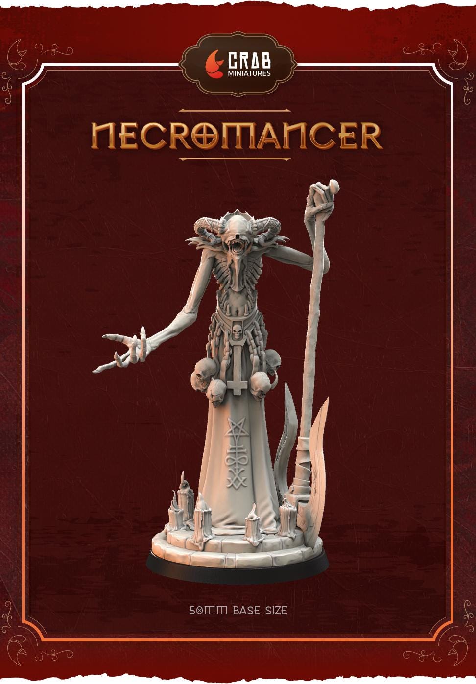 3D Printed miniature: Candle of Heresy - Necromancer by Crab Miniatures - Trench Crusade compatible - Black Grail