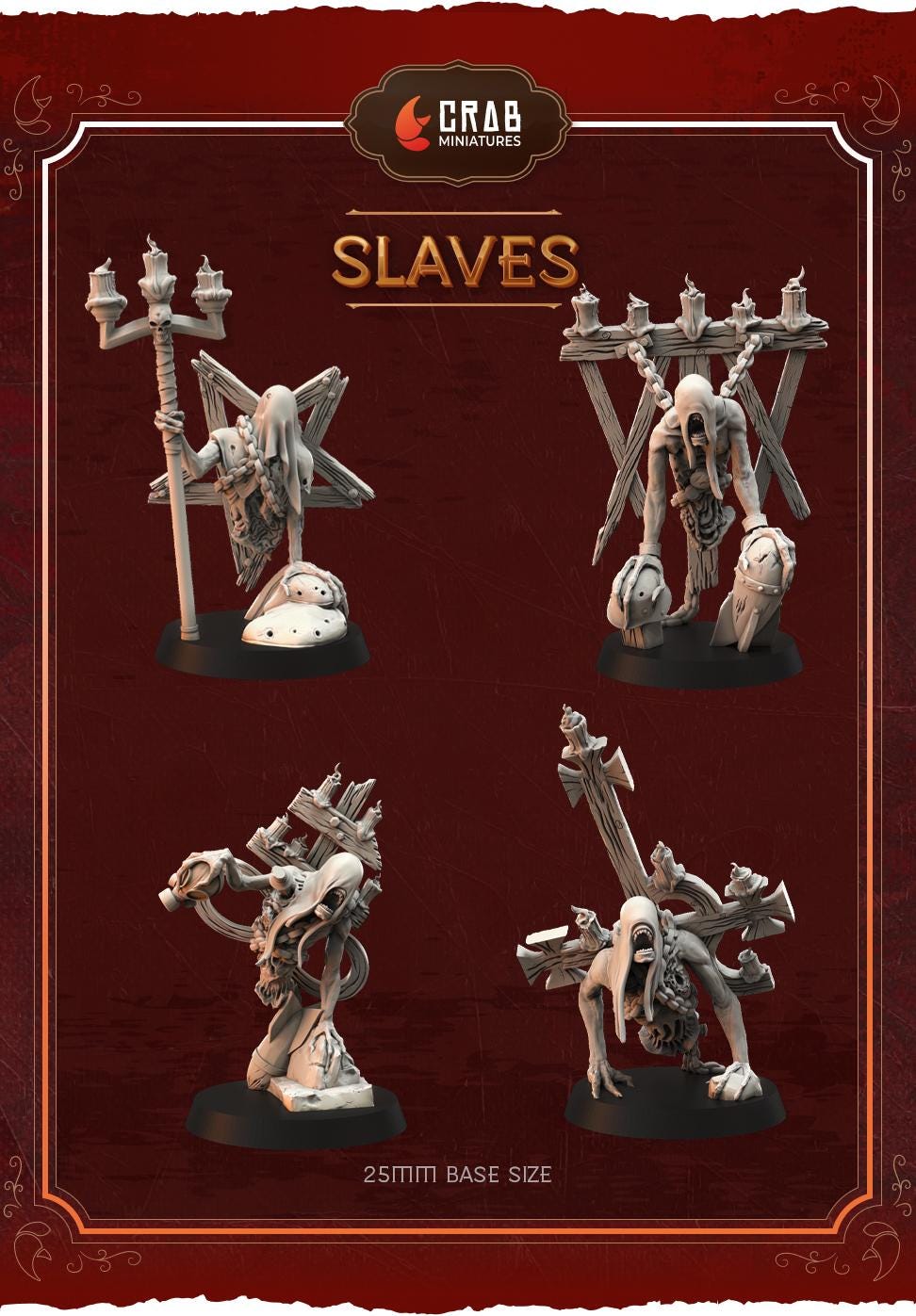 3D Printed miniature: Candle of Heresy - Slaves by Crab Miniatures - Trench Crusade compatible - Black Grail