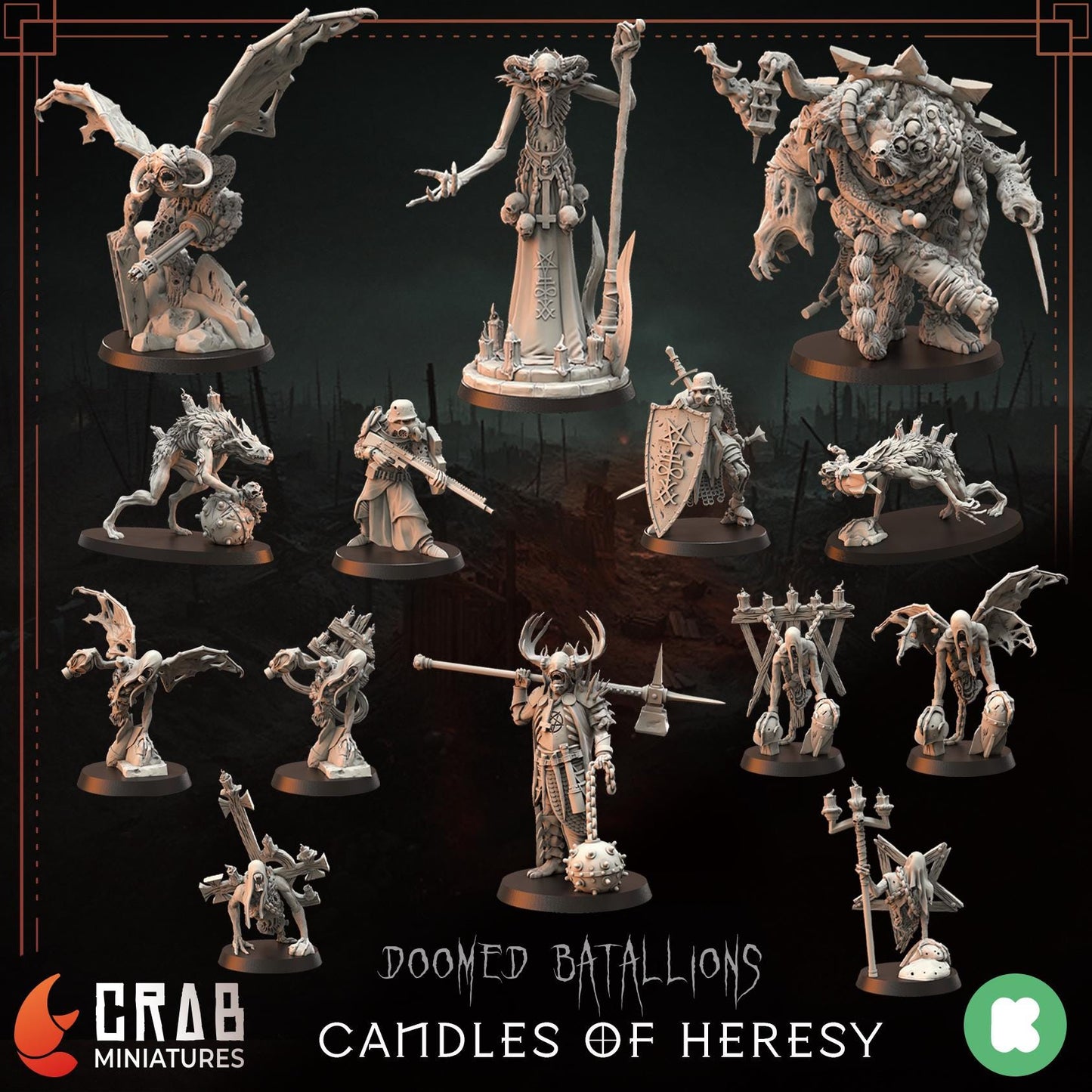 3D Printed miniature: Candle of Heresy - Core set by Crab Miniatures - Trench Crusade compatible - Black Grail