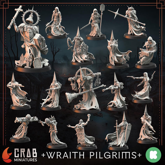 3D Printed miniature: Wraith Pilgrims full bundle by Crab Miniatures - Trench Crusade compatible - Trench ghosts