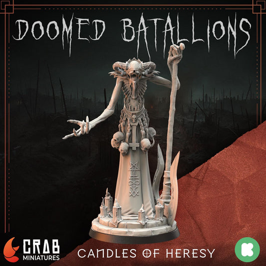 3D Printed miniature: Candle of Heresy - Necromancer by Crab Miniatures - Trench Crusade compatible - Black Grail