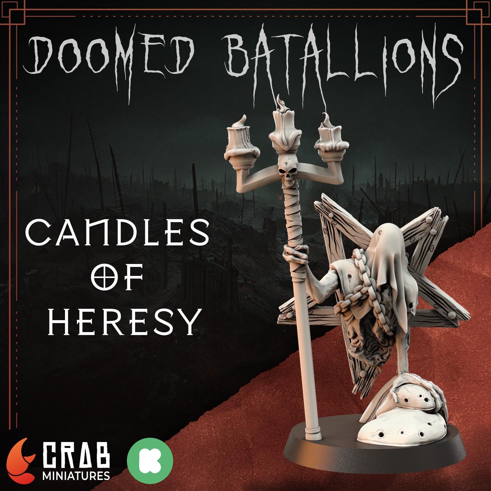 3D Printed miniature: Candle of Heresy - Slaves by Crab Miniatures - Trench Crusade compatible - Black Grail