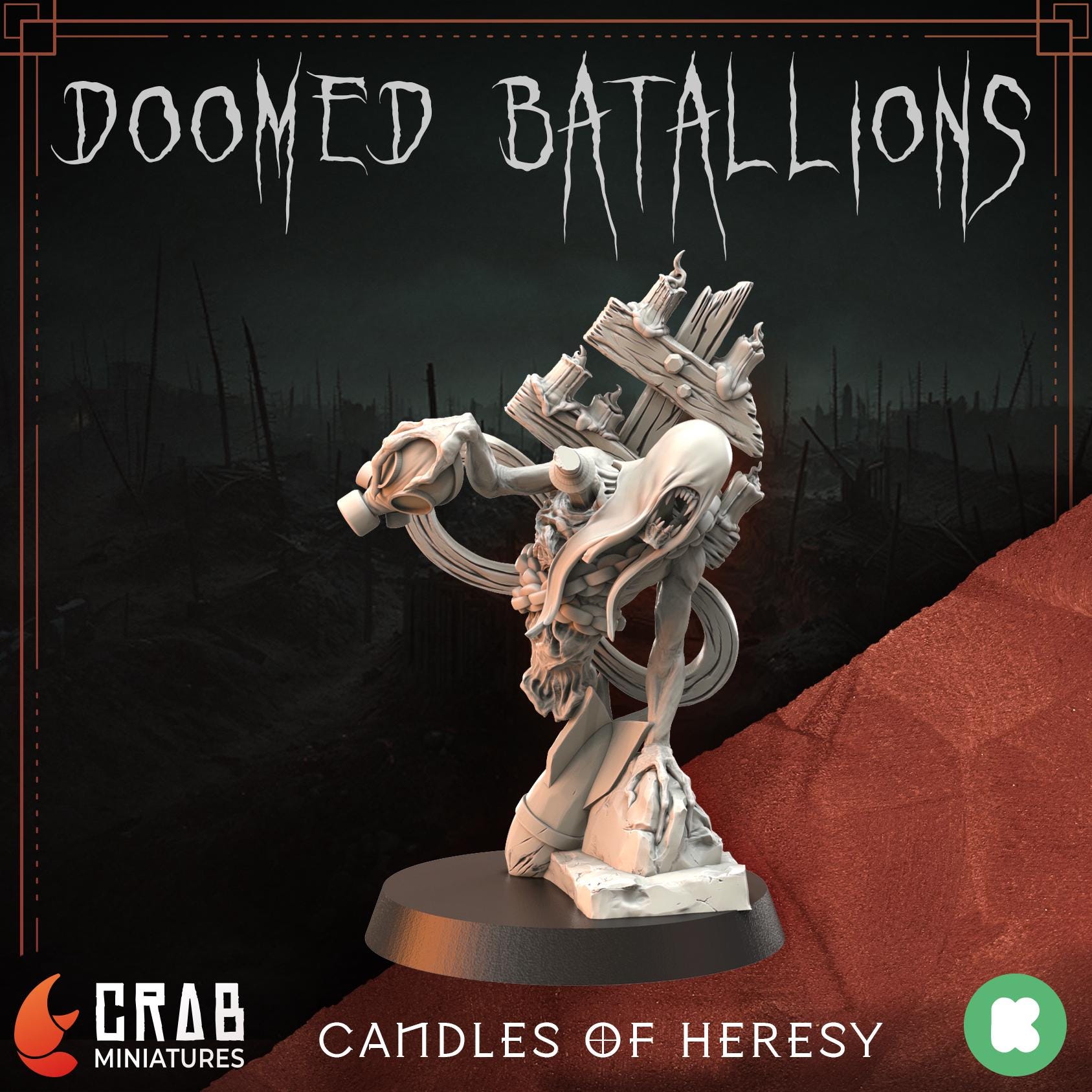 3D Printed miniature: Candle of Heresy - Slaves by Crab Miniatures - Trench Crusade compatible - Black Grail