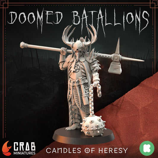 3D Printed miniature: Candle of Heresy - Knight by Crab Miniatures - Trench Crusade compatible - Black Grail