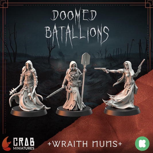3D Printed miniature: Wraith Pilgrims - Medical Nun by Crab Miniatures - Trench Crusade compatible - Trench ghosts