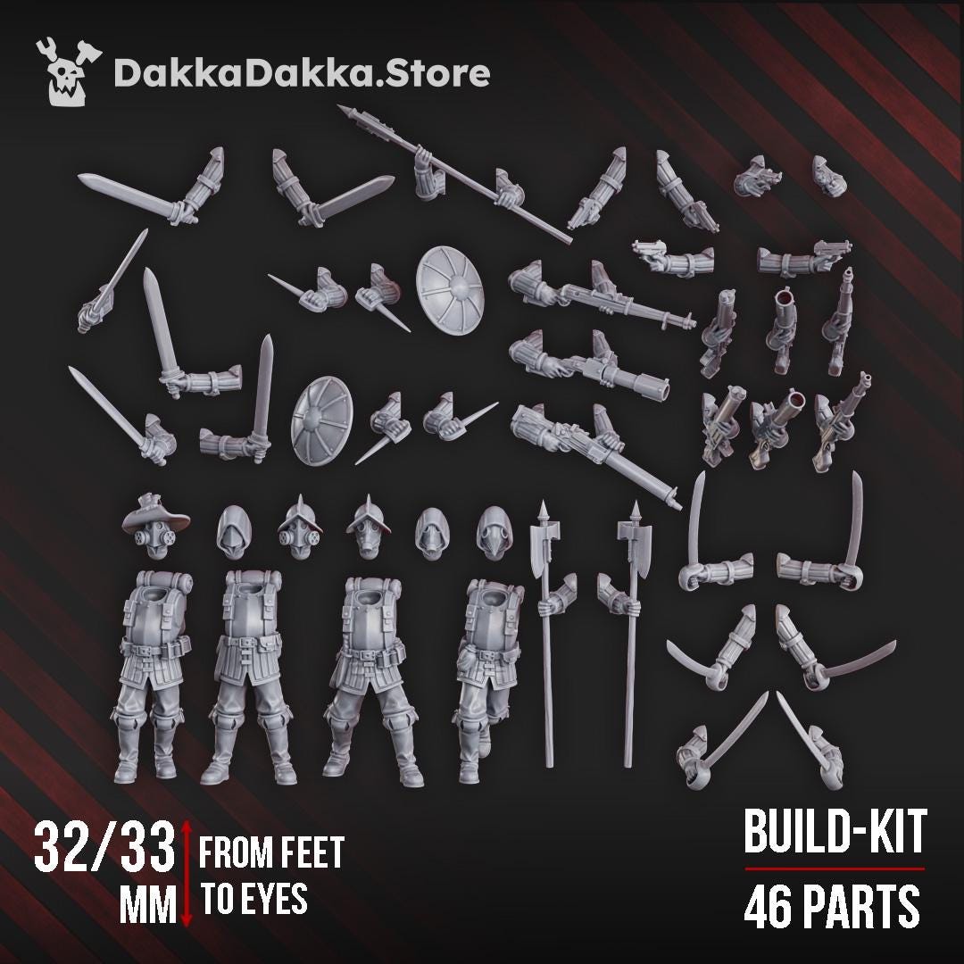 3D printed miniature: Conquistadors vanguards by DakkaDakka - Trench Crusade compatible - new antioch