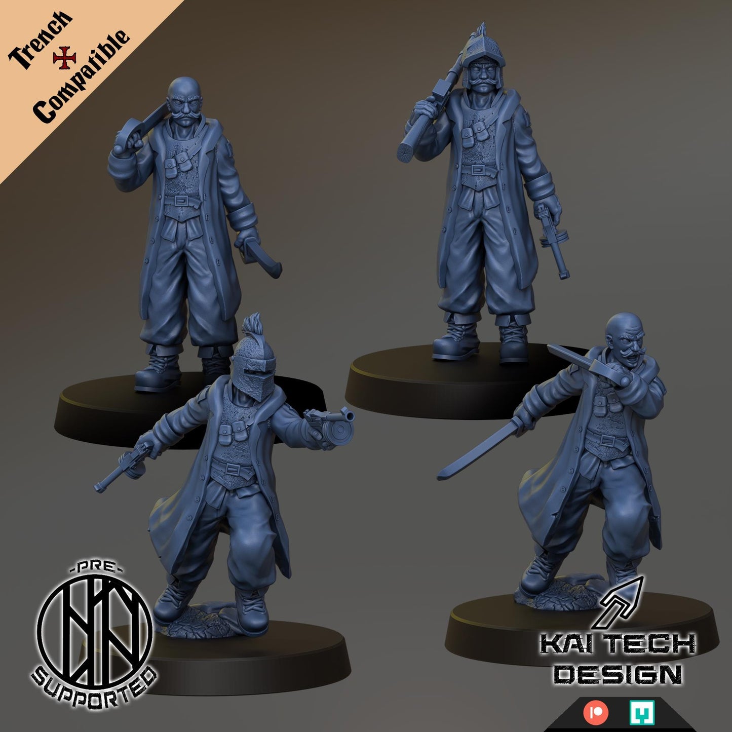 Antioch - Lieutenant - 3D printed Trench Crusade compatible miniature, KaiTech design