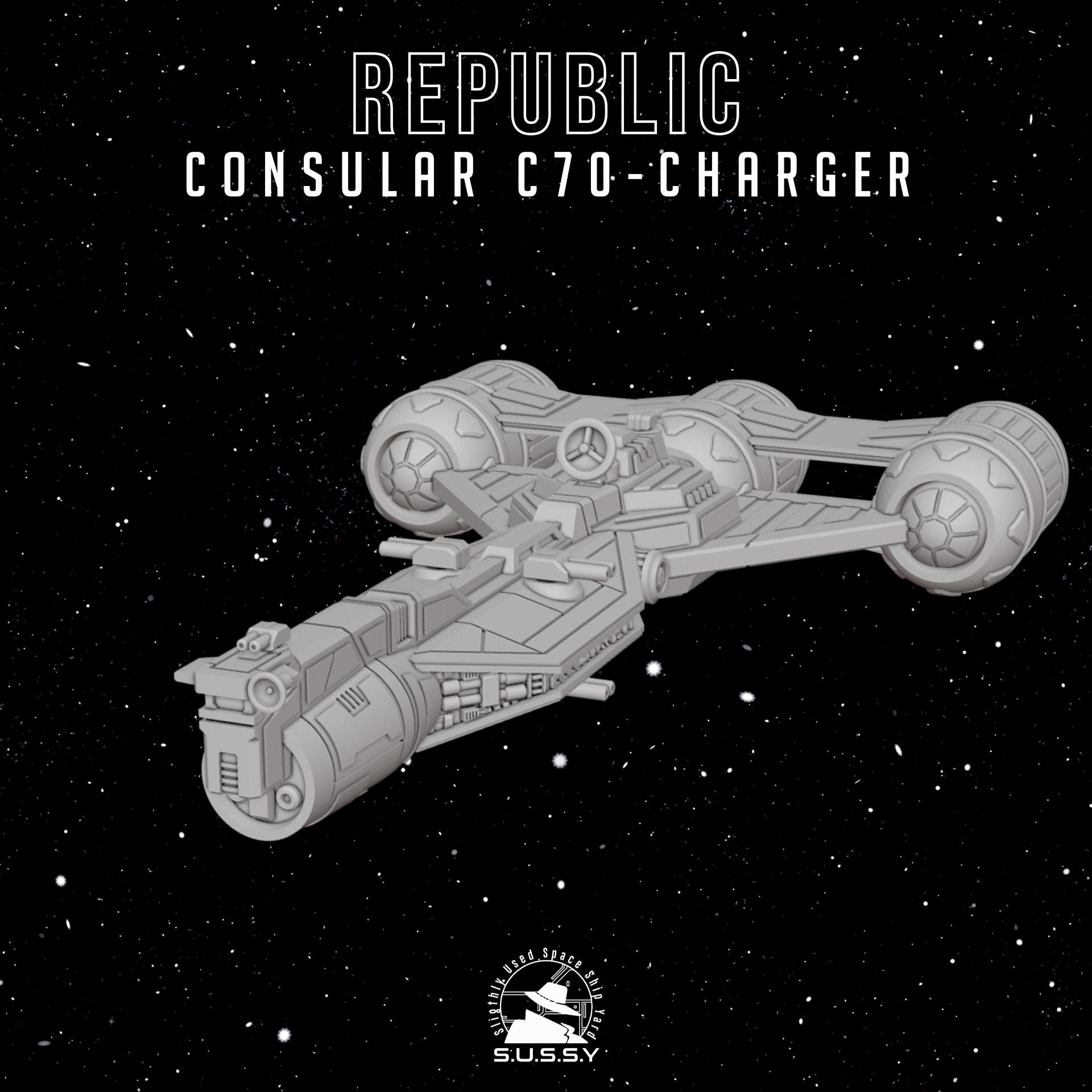 Consular-class Charger C70 Cruiser - 3D printed SW Armada proxy