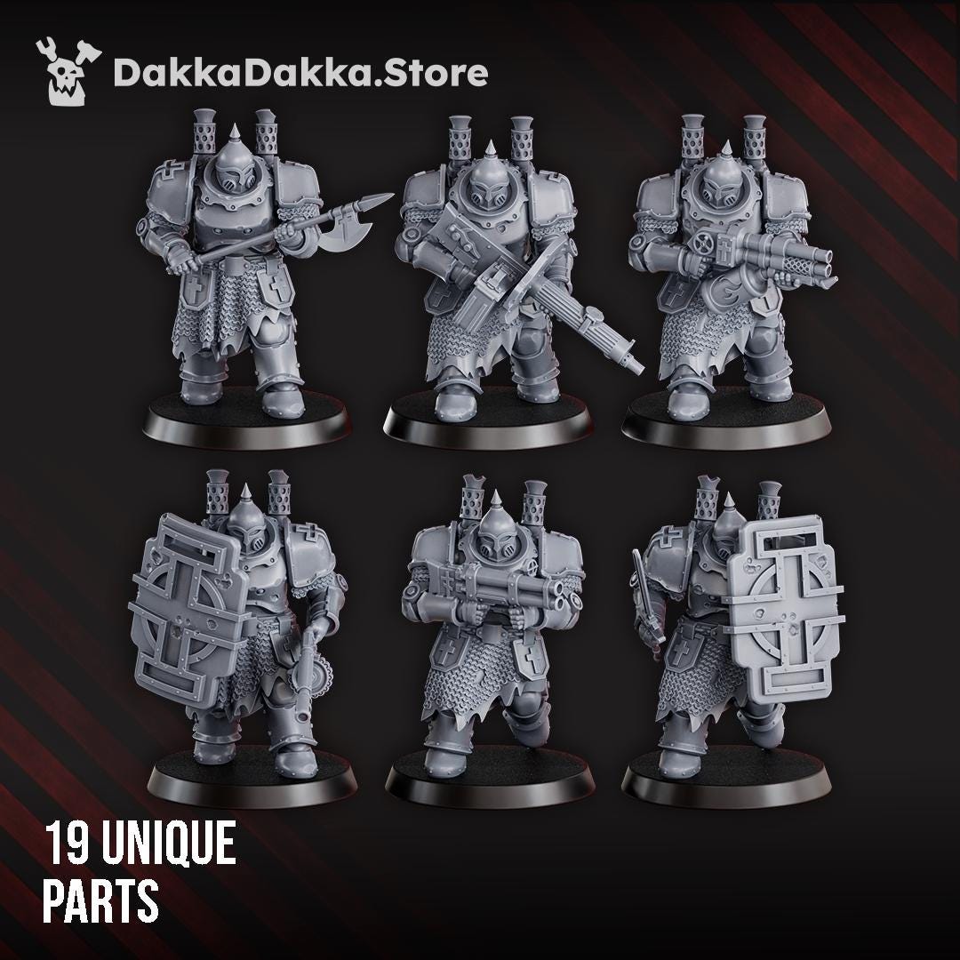 Heavy Bogatyr Squad by DakkaDakka - 3D printed Trench Crusade compatible miniature