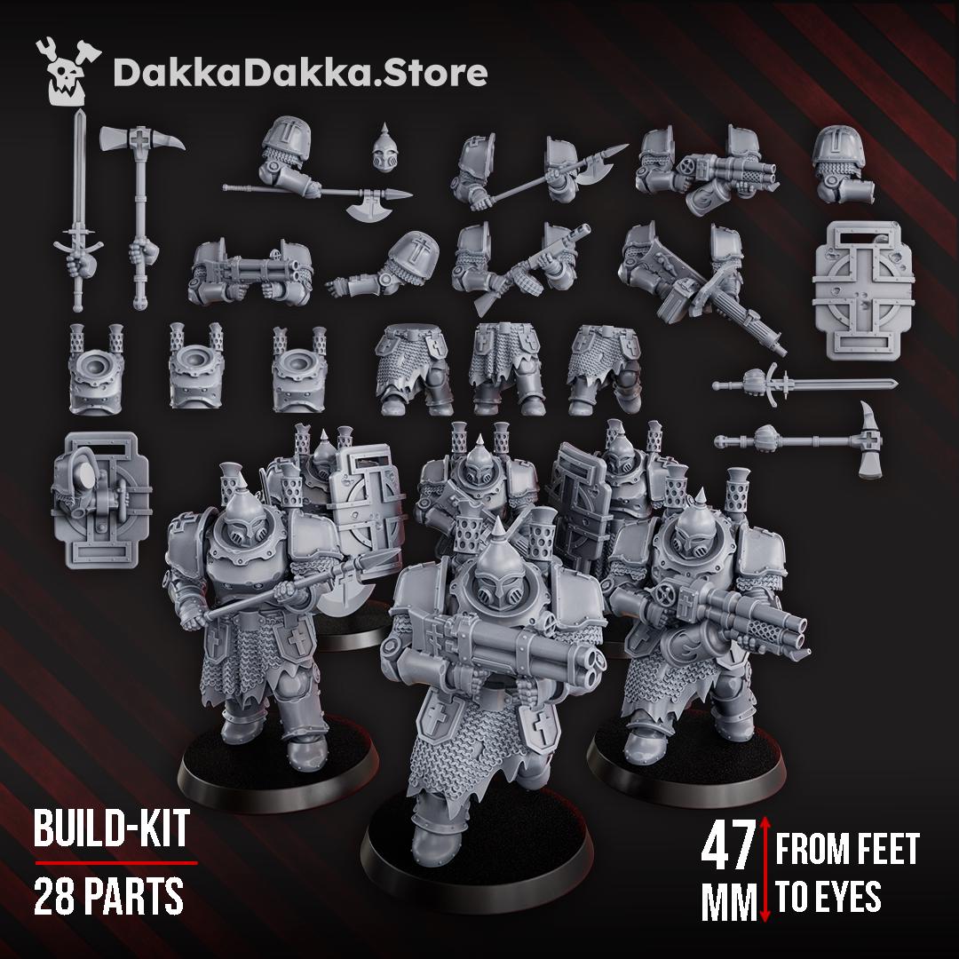 Heavy Bogatyr Squad by DakkaDakka - 3D printed Trench Crusade compatible miniature