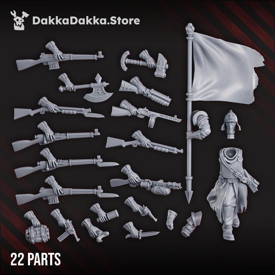 Choragiew Bearer by DakkaDakka - 3D printed Trench Crusade compatible miniature