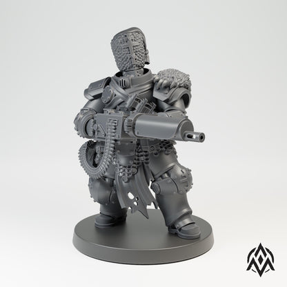 Bearskin Heavy Infantry - Machinegun by Arcamundi - 3D printed Trench Crusade compatible miniature