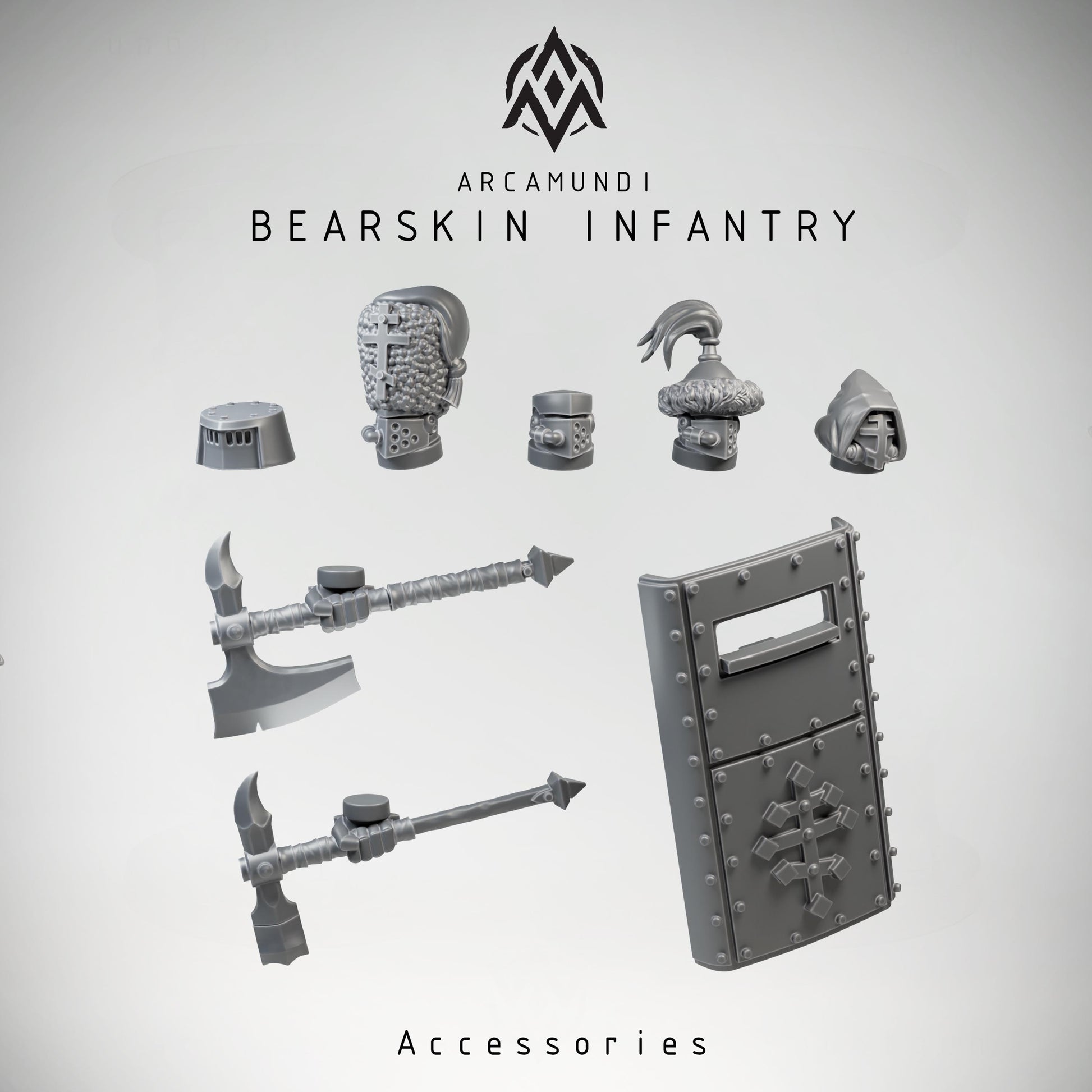 Bearskin Heavy Infantry - Shielded by Arcamundi - 3D printed Trench Crusade compatible miniature