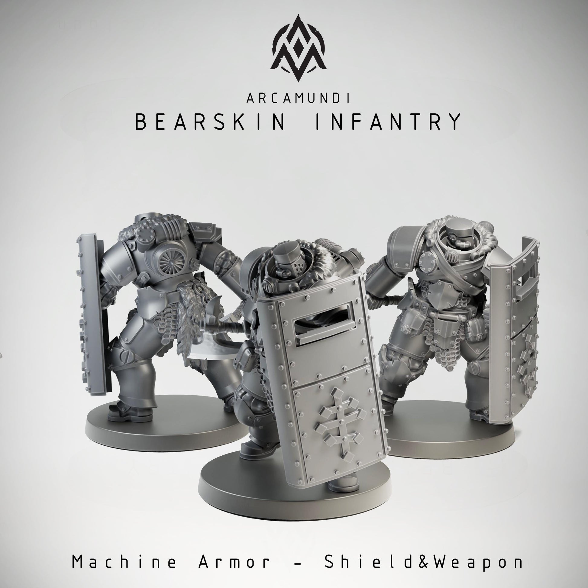 Bearskin Heavy Infantry - Shielded by Arcamundi - 3D printed Trench Crusade compatible miniature