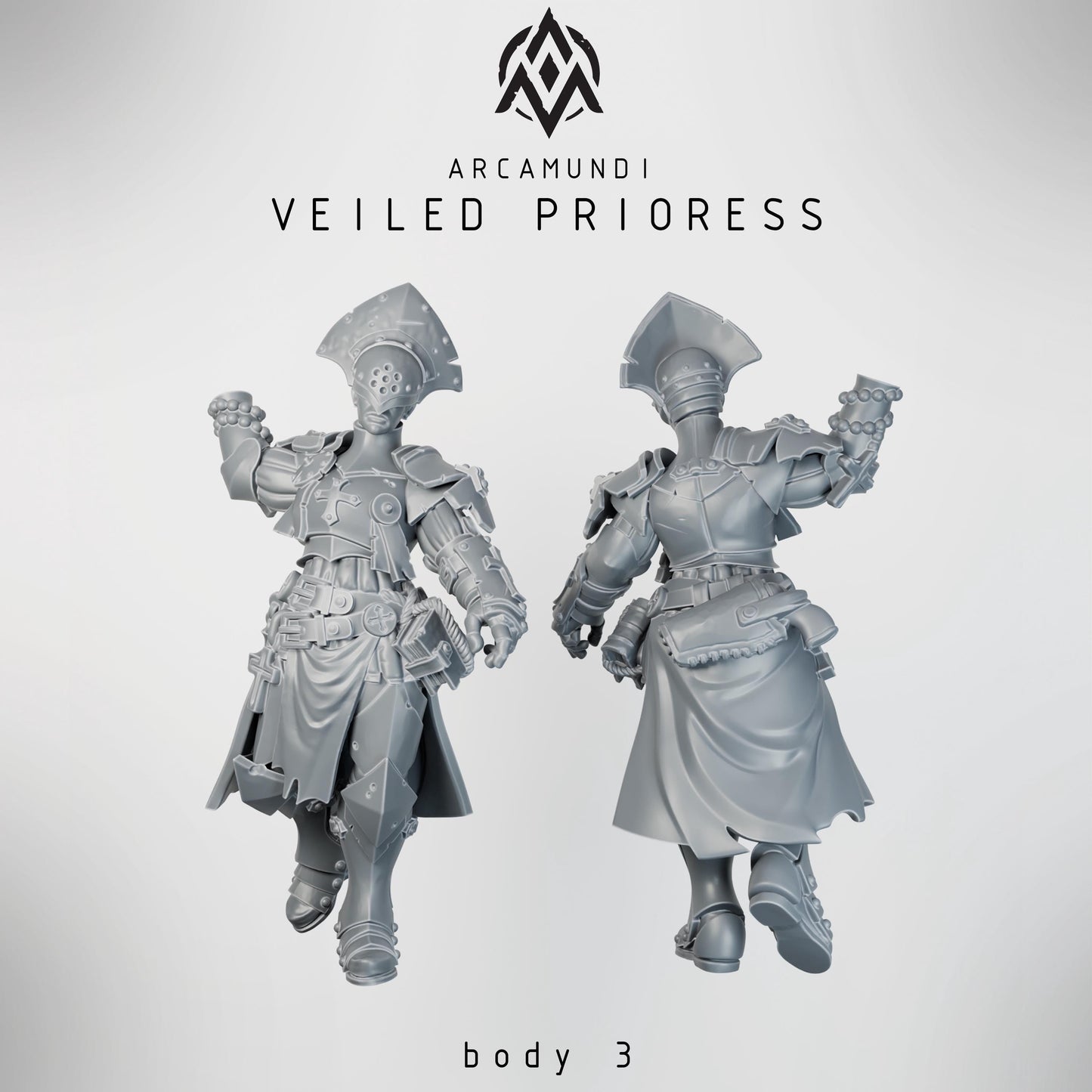 Sister of the Crown - Veiled Prioress by Arcamundi - 3D printed Trench Crusade compatible miniature