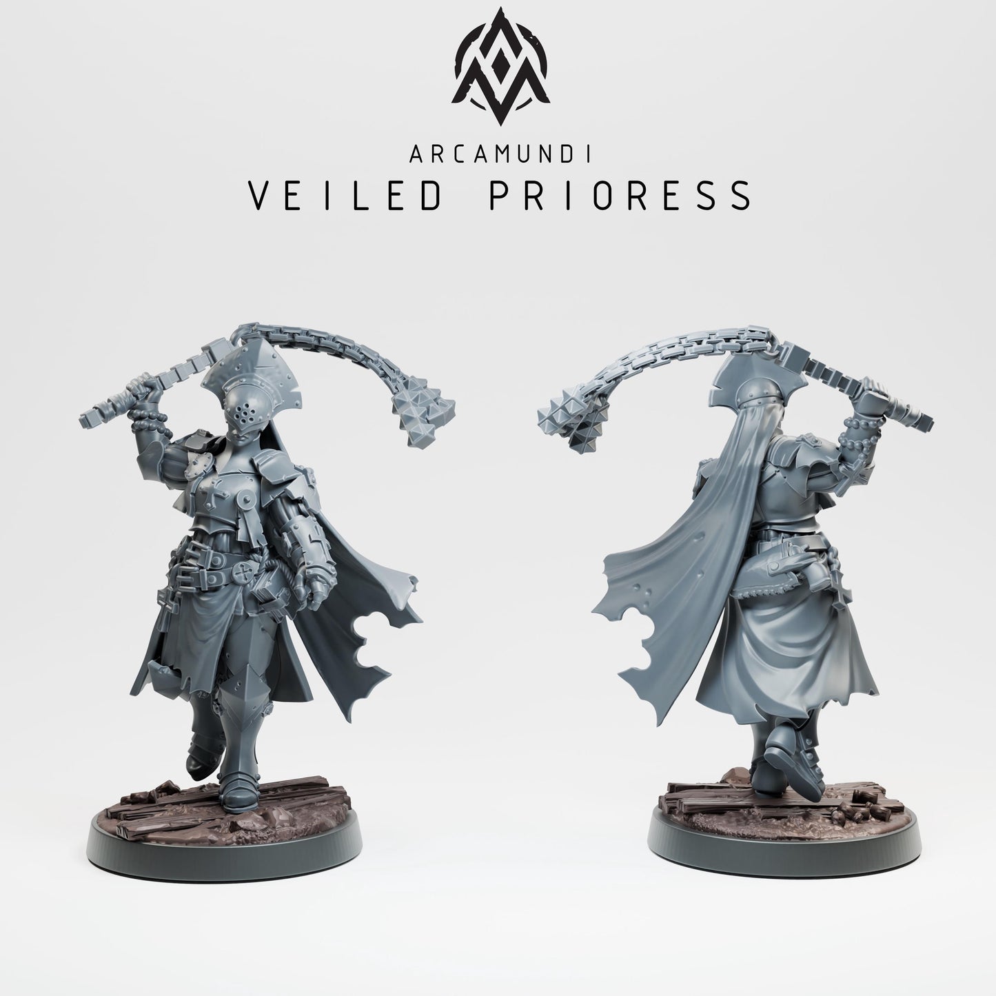 Sister of the Crown - Veiled Prioress by Arcamundi - 3D printed Trench Crusade compatible miniature