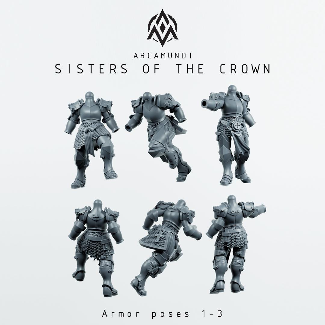 Sisters of the Crown Nuns by Arcamundi - 3D printed Trench Crusade compatible miniature