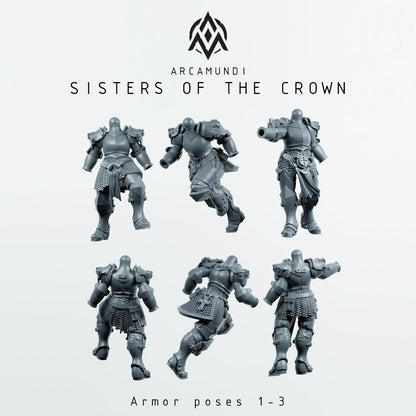 Sisters of the Crown Nuns by Arcamundi - 3D printed Trench Crusade compatible miniature