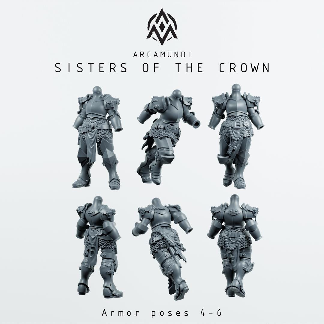 Sisters of the Crown Nuns by Arcamundi - 3D printed Trench Crusade compatible miniature