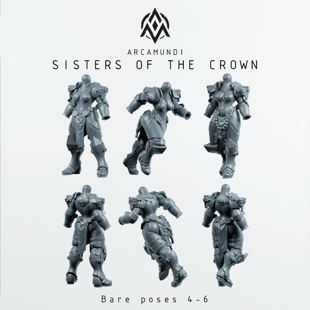 Sisters of the Crown Nuns by Arcamundi - 3D printed Trench Crusade compatible miniature