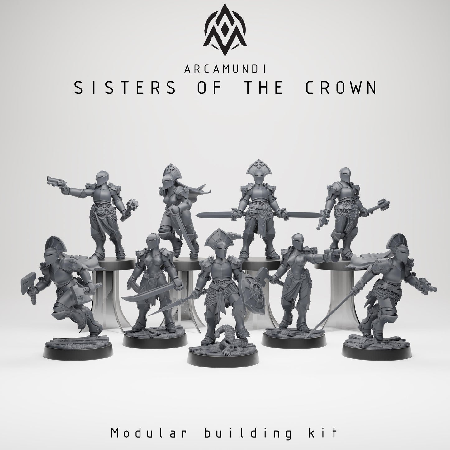 Sisters of the Crown Nuns by Arcamundi - 3D printed Trench Crusade compatible miniature
