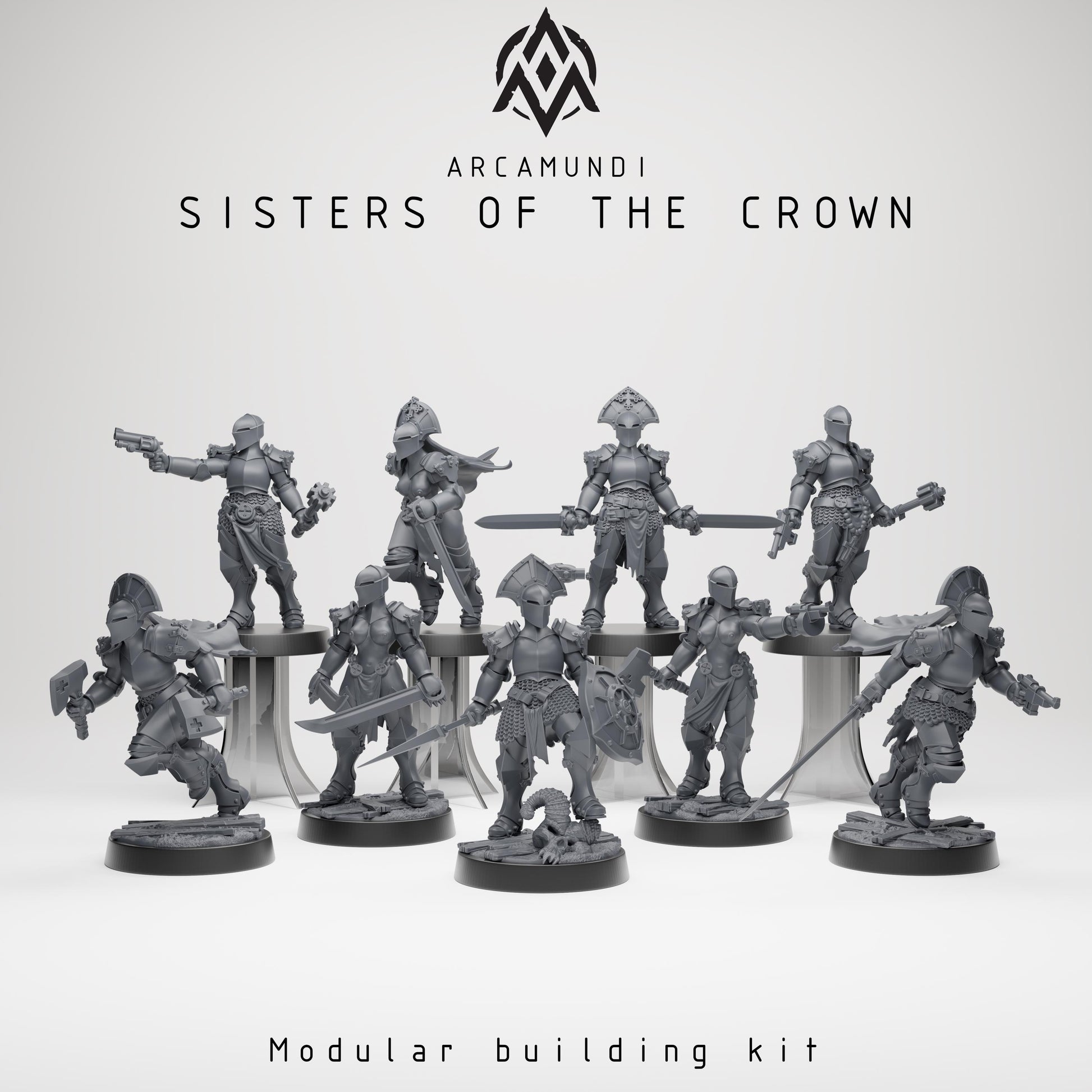 Sisters of the Crown Nuns by Arcamundi - 3D printed Trench Crusade compatible miniature