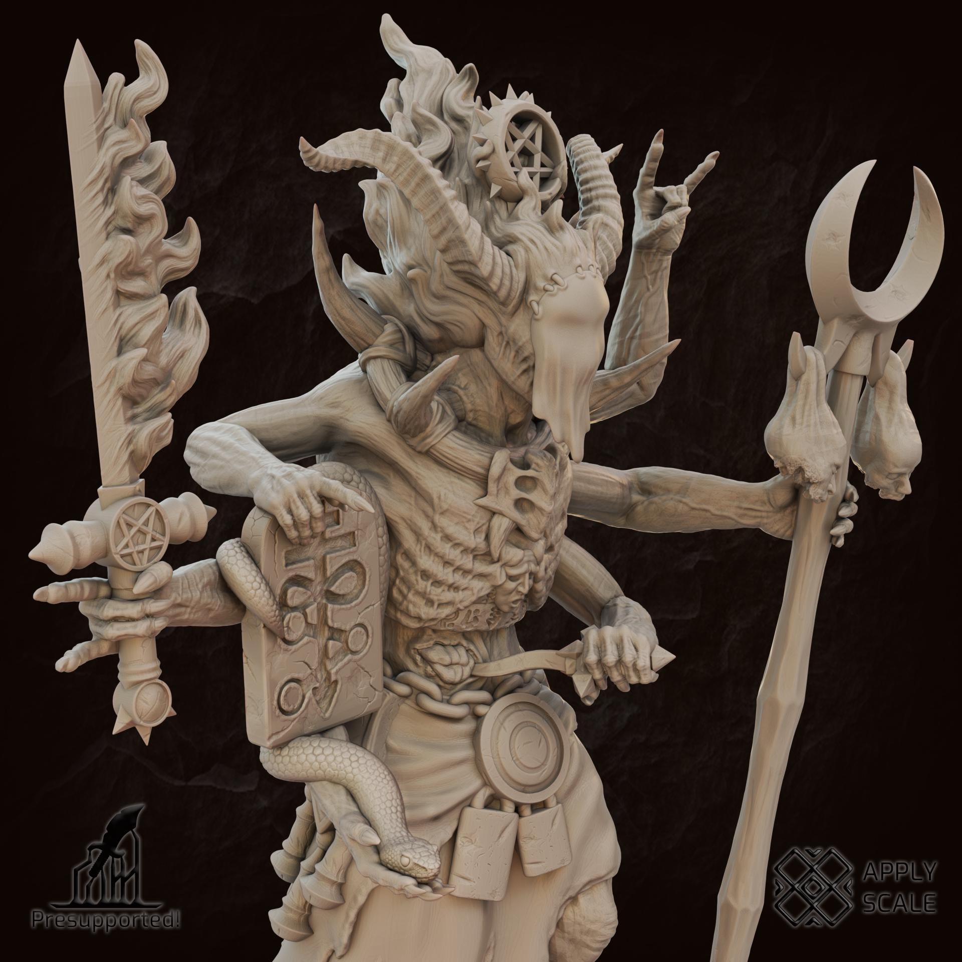 The Court - Sorcerer Deamon Mage by Apply Scale - 3D printed Trench Crusade compatible miniature