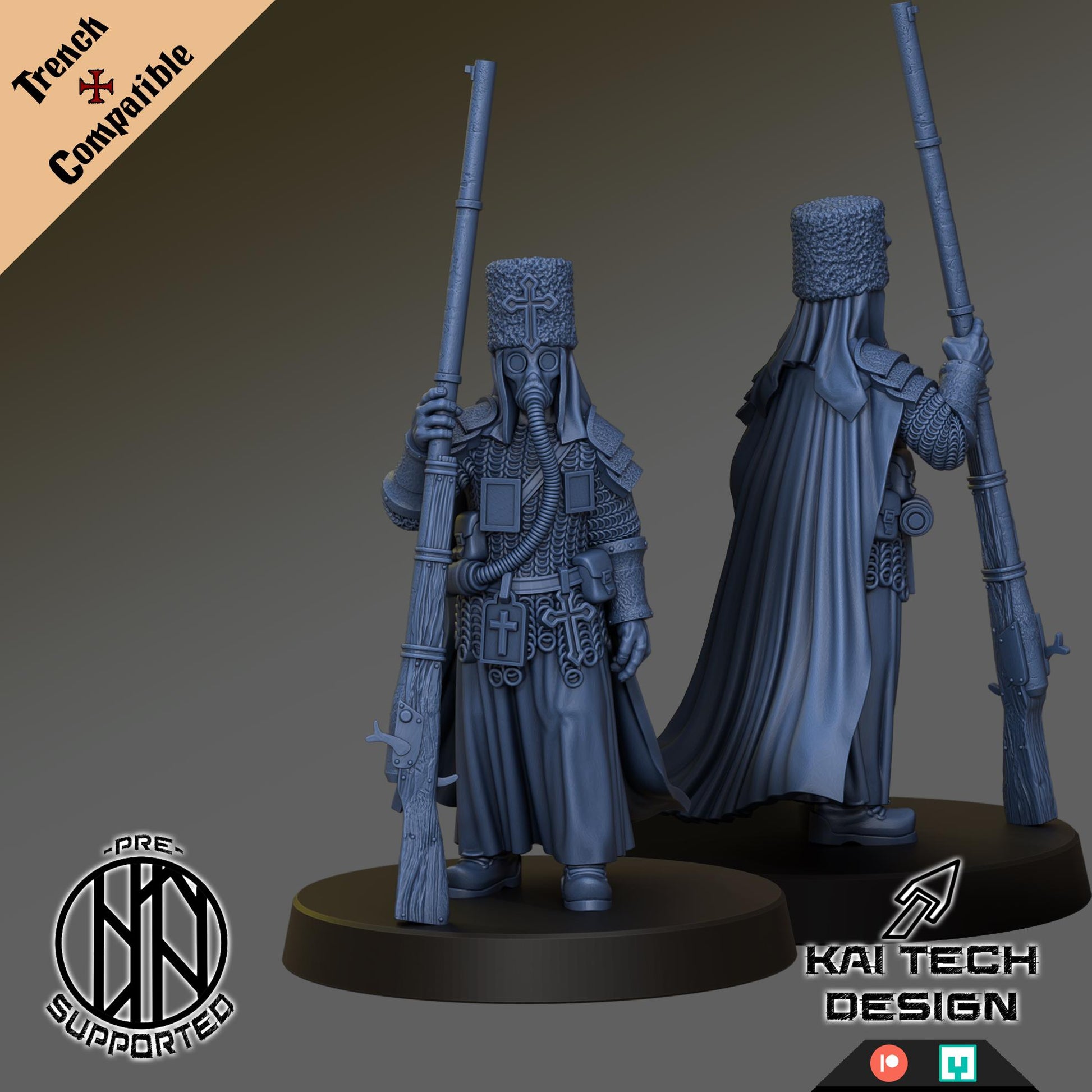 Antioch Priest - 3D printed Trench Crusade compatible miniature, KaiTech design