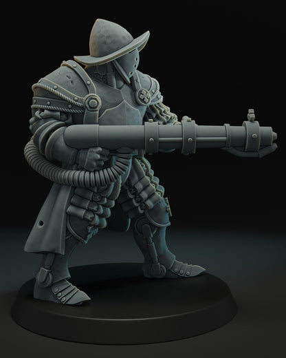 Heavy Infantry with flamethrower - 3D Printed Trench Crusade compatible miniature - JK Remo design