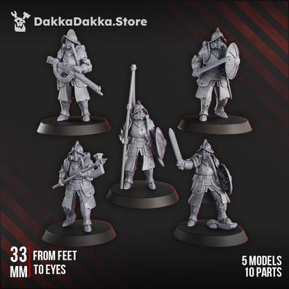 Torquemada's Inquisition warband - 3D printed Trench Crusade compatible miniature, KaiTech design