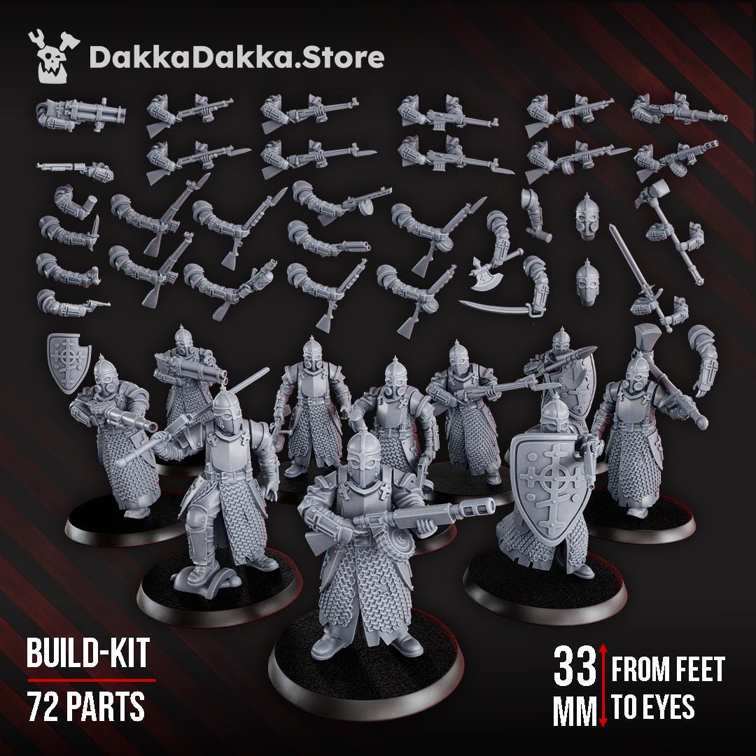 Holy Steel Battalion by DakkaDakka - 3D printed Trench Crusade compatible miniature
