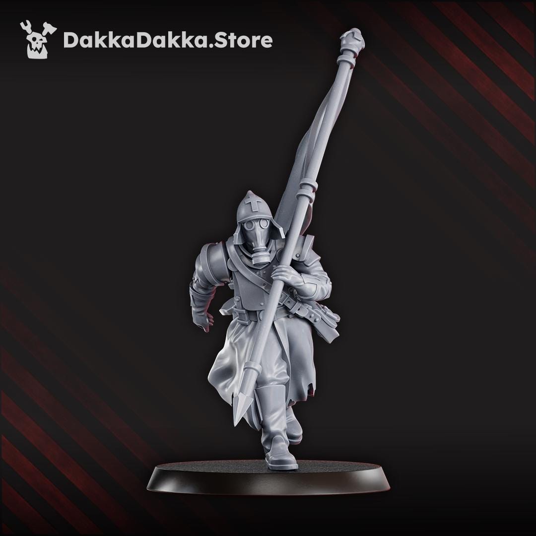 Choragiew Bearer by DakkaDakka - 3D printed Trench Crusade compatible miniature
