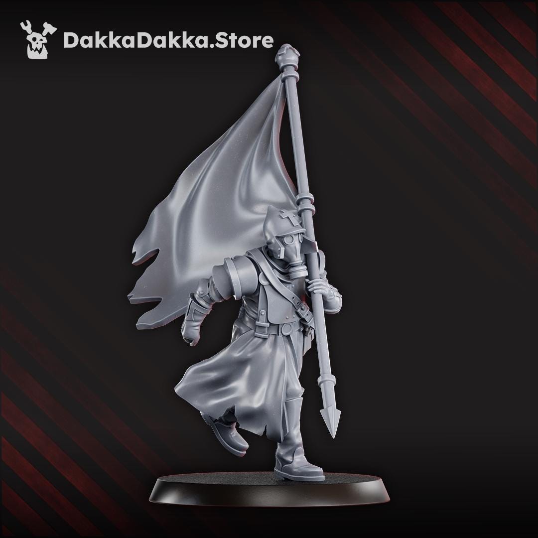 Choragiew Bearer by DakkaDakka - 3D printed Trench Crusade compatible miniature
