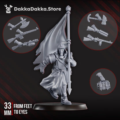 Choragiew Bearer by DakkaDakka - 3D printed Trench Crusade compatible miniature